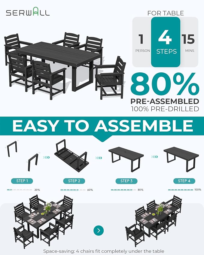 SERWALL HDPE Outdoor Dining Set - Image 6