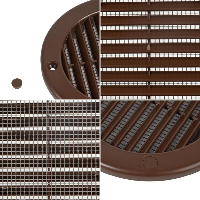 4 Inch Brown Air Vent Cover – Pack of 5 – Plastic Round Air Vent Grill Cover - Image 7