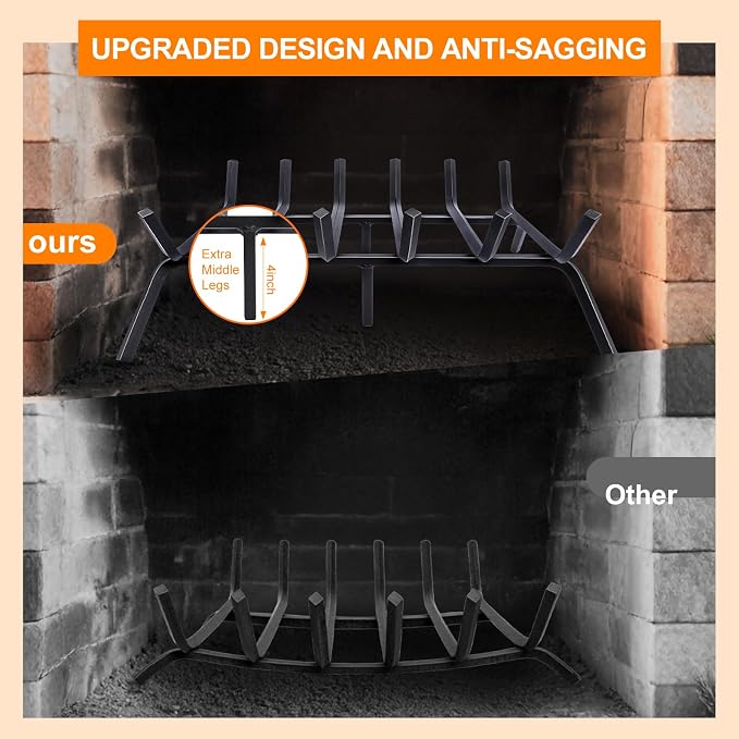 Fireplace Grate, Fireplace Log Holder, 21 inch-high Heavy Duty Solid Cast Iron - Image 6