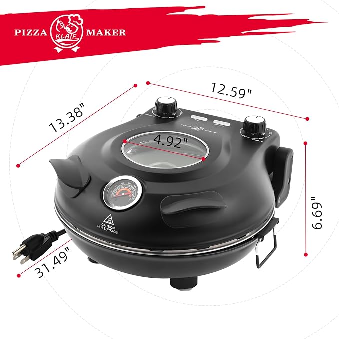 KLAIF 12" Electric Countertop Pizza Oven Indoor - Image 5