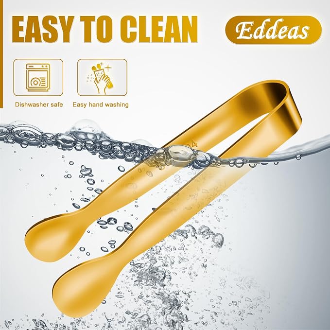 12 PCS Small Serving Tongs, 4.3" Mini Gold Tongs, Coffee Bar, Tea Party - Image 8