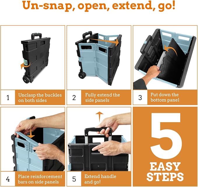 Inspired Living Ultra-Slim Rolling Collapsible Storage Pack-N-Roll Utility-carts - Image 6