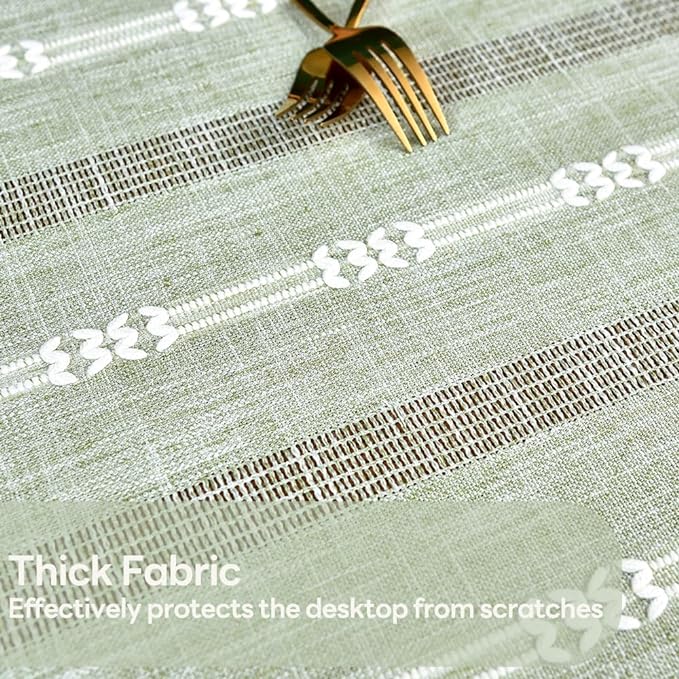 Heavy Duty Cotton Table Cloth for Rectangle Table Sage Green Tablecloth - Image 2
