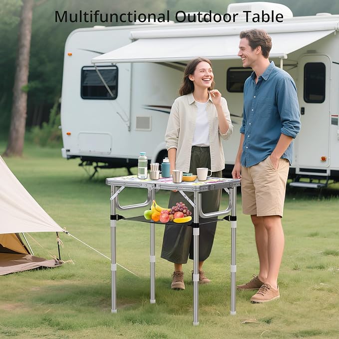 Anbte 2ft Folding Camping Table, 3 Adjustable Height Max 27.5" Small Folding - Image 9