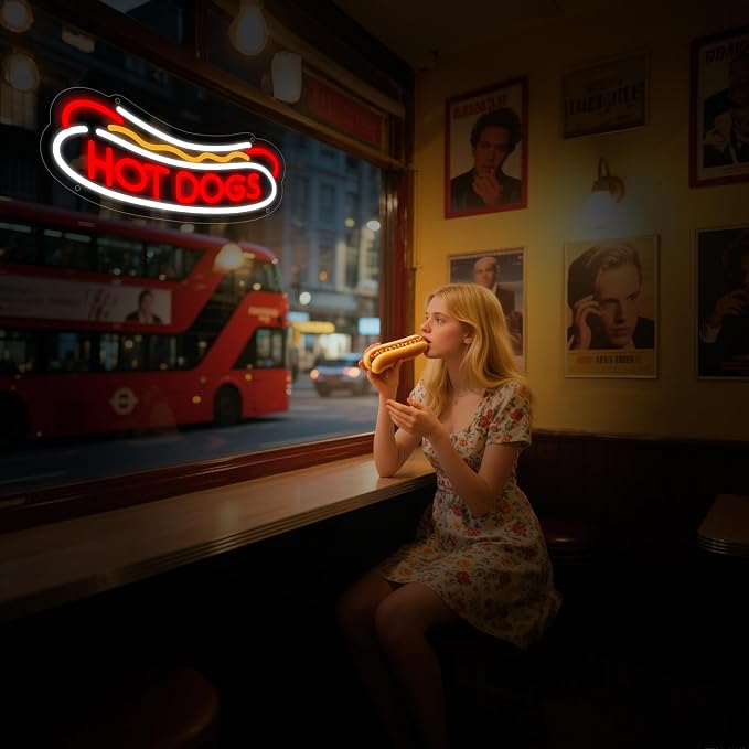 Hotdog Neon Sign for Wall Decor, Hotdog Led Signs, Dimmable USB Powered Neon - Image 9