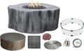 Elementi | Bundle Manchester Gas Fire Pit Cast Concrete Semi-Round Fire Table by AMSFireplaceInc