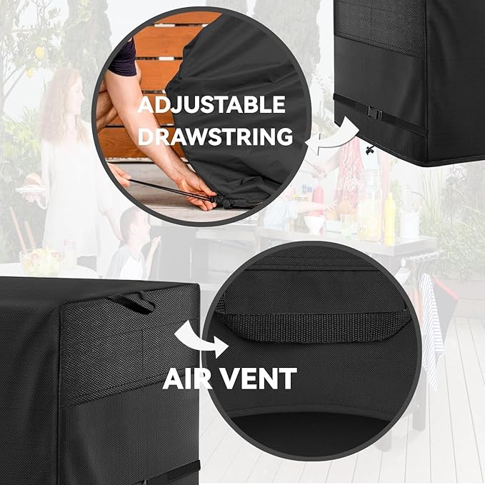 Patio Coffee Table Cover Black Heavy Duty Waterproof Cover 46" L x 26" W x 13" H - Image 4