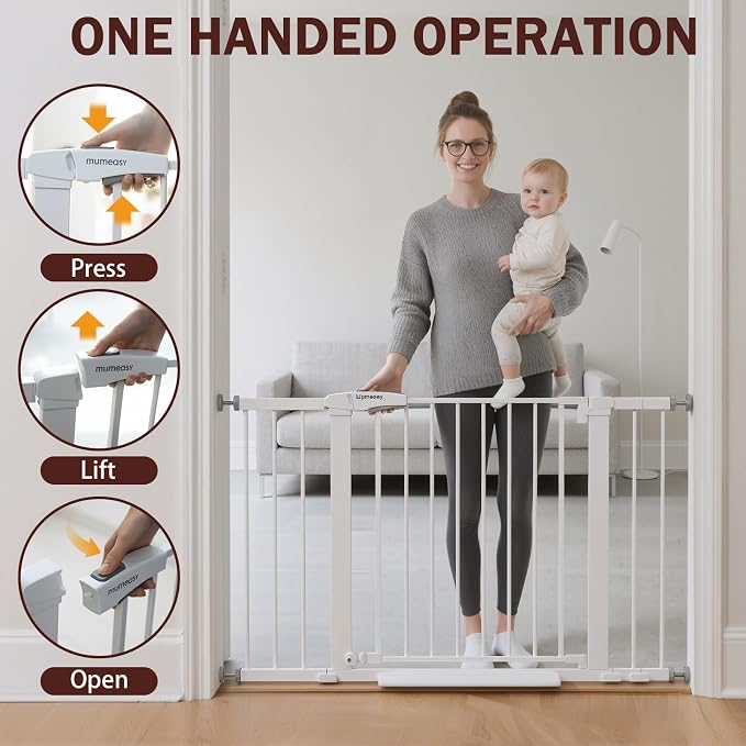 29.7-46" Extra Wide Baby Gate for Stairs, Pressure Mounted Dog Gate Indoor for - Image 6
