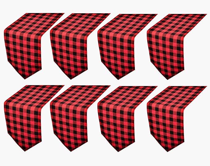 8 Pack Buffalo Check Table Runners Plaid Table Runner by FIGEPO