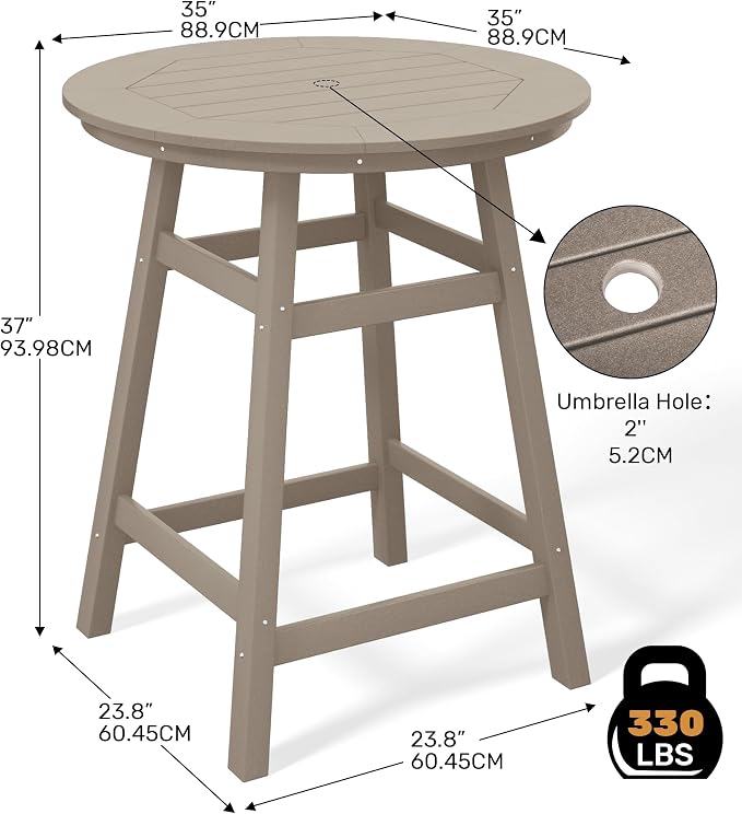 Costaelm Patio Bistro Table, Outdoor Bistro Dining Pub Table - Image 3