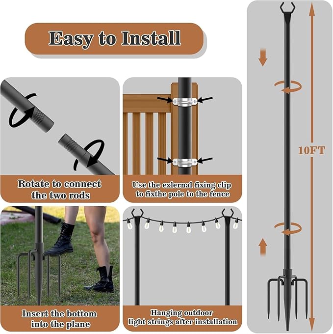 10 Pack String Light Poles, Metal Poles - Image 7