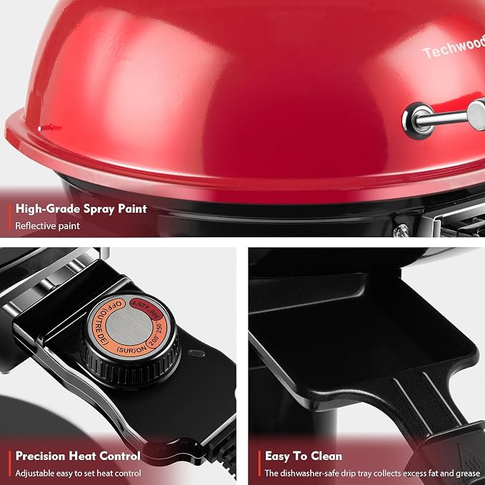 Electric Grill, Techwood Indoor/Outdoor Electric BBQ Grill, 1600W Portable - Image 2