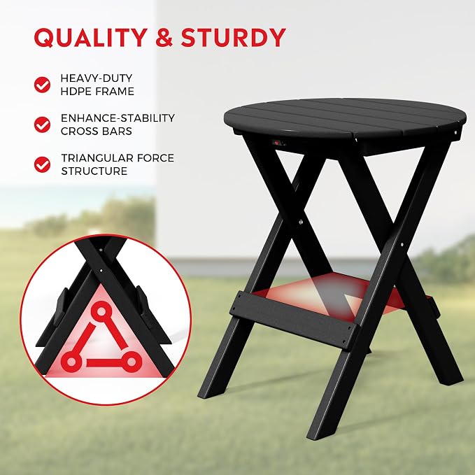 Costaelm Paradise HDPE Outdoor 24.5 Inch Round Portable Folding Patio Dining - Image 7