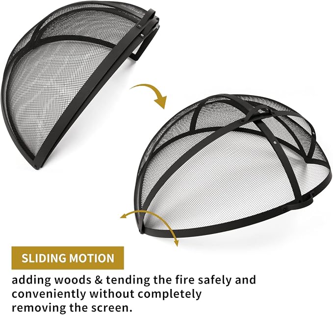 Outdoor Fire Pit Spark Screen Cover Accessory, 36In Patio Round Easy-Opening - Image 3