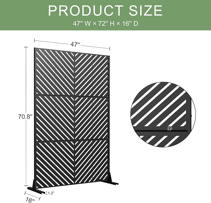 Casaphoria Metal Privacy Screen 72" H x 45" W, 2 Pack Outdoor Freestanding - Image 7