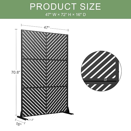 Casaphoria 72" H x 47" W Metal Outdoor Privacy Screen, Freestanding Decorative - Image 8