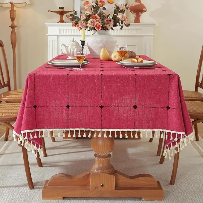 Pahajim Rustic Linen Tablecloth Cotton Rectangle Table Cloth by Pahajim