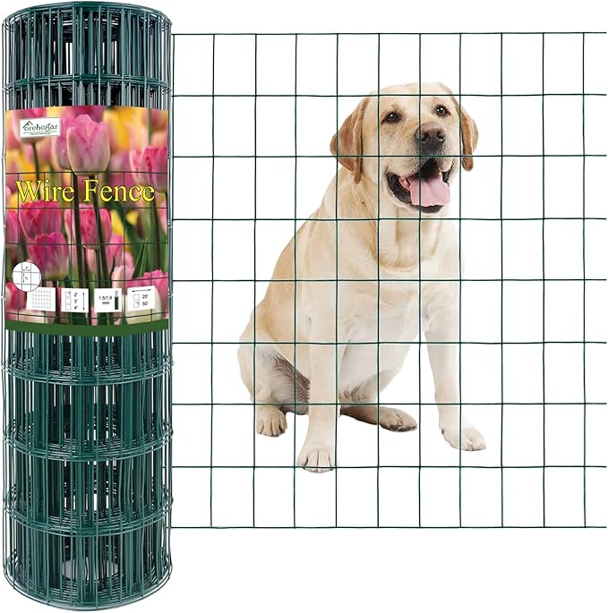 Green PVC Coated Welded Wire Fence 24 Inch x 50 Foot, 2 Inch x 3 Inch 16GA by FOREHOGARGARDEN%EF%BC%86HOME