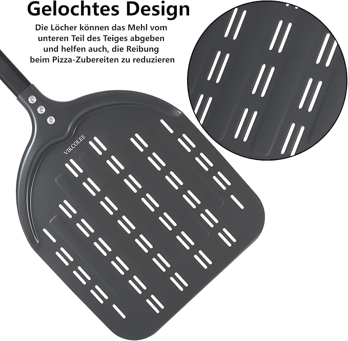 Perforated Pizza Peel, 12 x 14 Inch Rectangular Pizza Turning Peel, - Image 3