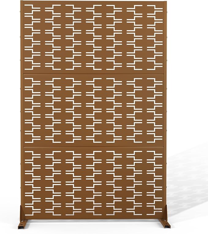 Metal Privacy Screen Outdoor 72" H×47" W, Freestanding Decorative Privacy Screen by Unknown