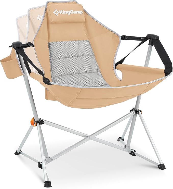Hammock Chair, Khaki Aluminum Portable Swing with 400 lb Capacity