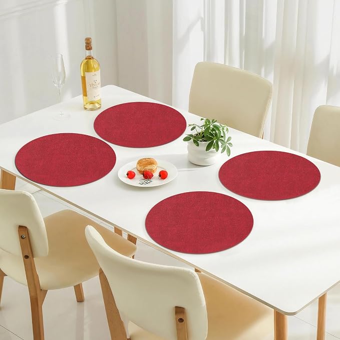 Homaxy Round Faux Leather Placemats and Coasters, Washable Dual-Side Table Mats - Image 9
