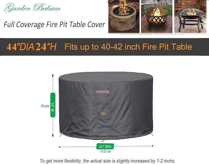 Fire Pit Cover 600D Heavy Duty Waterproof Fabric - Image 2