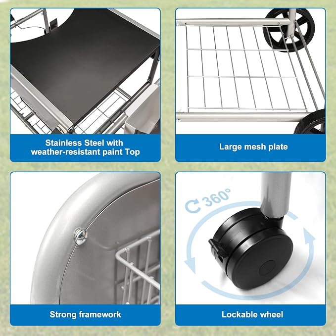 Grill Table for Weber 22" &18" Original Kettle, for Weber Grill Table, Stand - Image 9