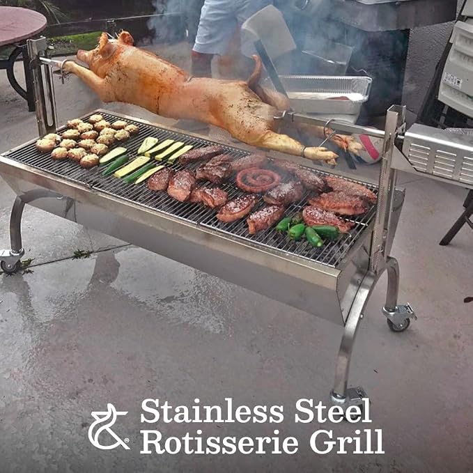 Ash & Ember 25W Stainless Steel BBQ Rotisserie Grill, 4 RPM Rotation Speed - Image 2
