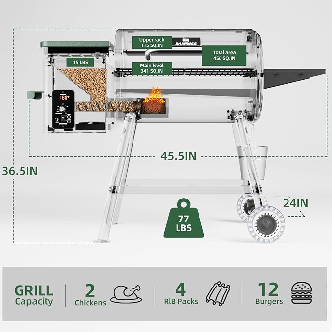 Pellet Grill Smoker 8 In 1 Outdoor Wood Electric Pellet BBQ Grill - Image 2