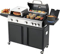 MELLCOM 3 IN 1 Pizza Griddle Grill Combo, 000 BTU 5 Burner Stainless Steel by MELLCOM