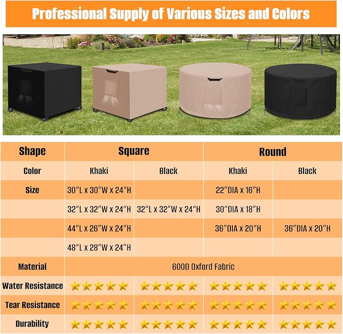 Kovshuiwe Porch Shield Fire Pit Cover Square-600D Fabric Waterproof and - Image 4