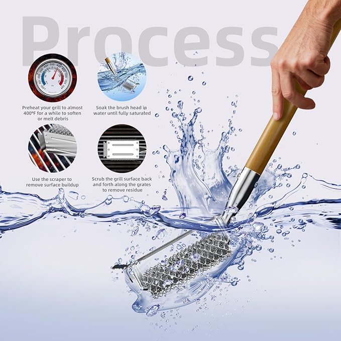 HOUSE AGAIN Grill Brush Bristle Free, 304 Stainless Steel Food-Grade Brush Head - Image 4