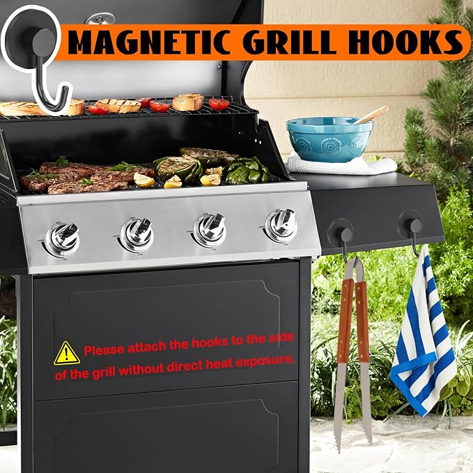 Strong Magnetic Grill Hooks, 2 Pack Magnetic Hooks - Image 5