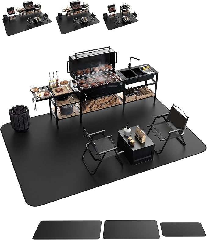 Grill Floor Mat with Silicone Fiberglass Coating, Fireproof and Waterproof