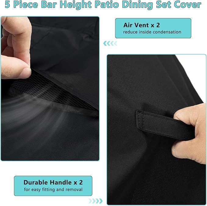 Kovshuiwe 5 Piece Bar Height Patio Dining Set Covers 600D Oxford Fabric - Image 4