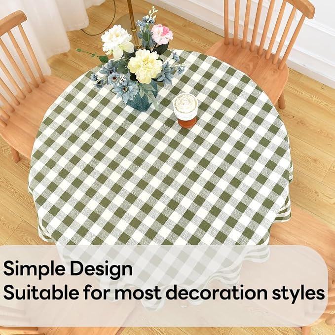 Gingham Round Tablecloth Table Cloth Heavy Duty Cotton Checkered Table Cloth - Image 6