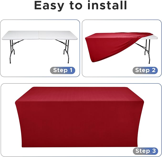 Nasitos Fitted Red Tablecloths for 6 Foot Tables - Image 4