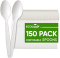 ECOLipak 150 Pcs White Disposable Spoons, 6.7 Inch Large Size Heavy Duty No by ECOLipak