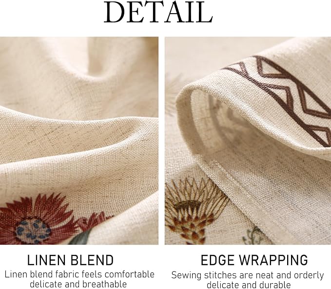 ISAENNE Designer Off White Linen Small Round Tablecloth, Floral Elegant Table - Image 4