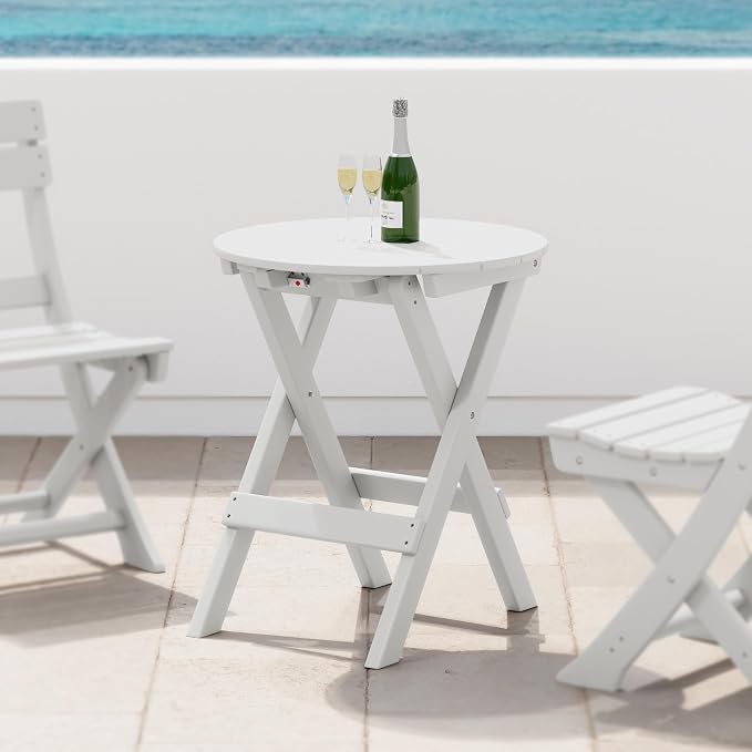 Costaelm Paradise HDPE Outdoor 24.5 Inch Round Portable Folding Patio Dining by Costaelm