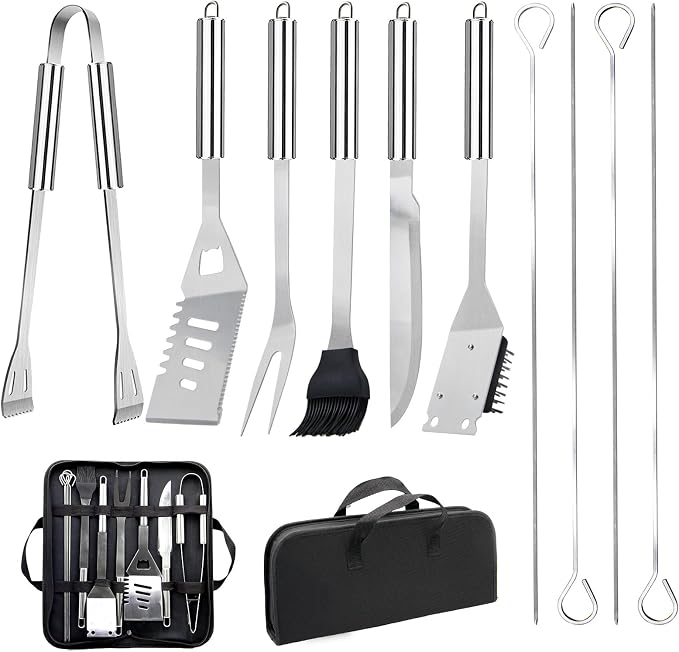 11Pcs Stainless Steel BBQ Grilling Accessories Set, Dad Gifts by MUYFIO