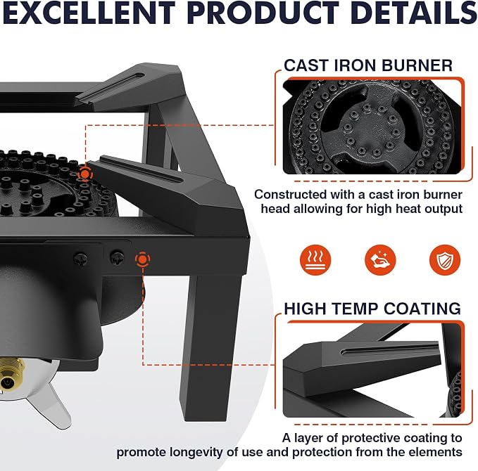 Llamaviva Propane Burner, High Pressure 100, 000 BTUs Single Gas Stove - Image 4