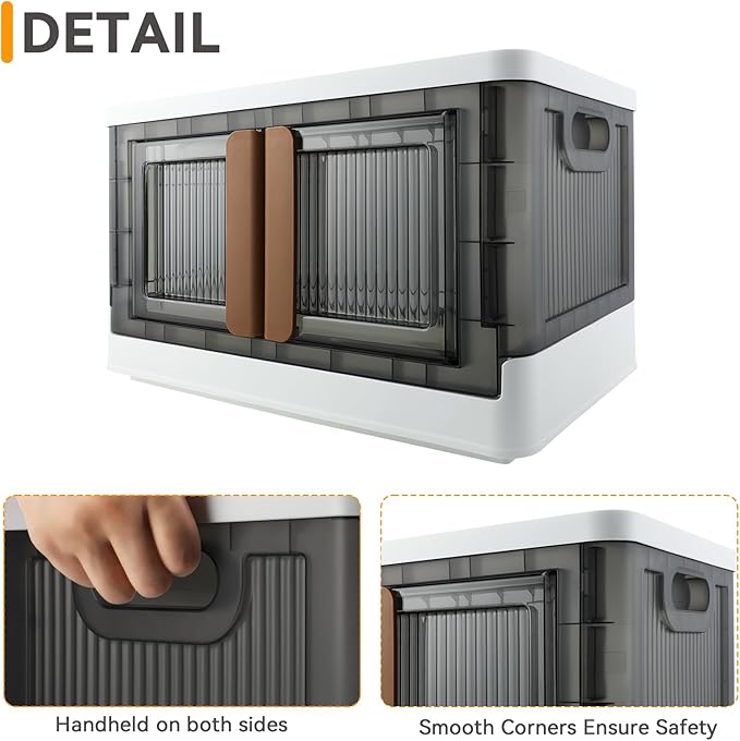 Storage Bin, Plastic Cabinet, 8.4 Gallon Capacity, 2 Pack, Collapsible Box - Image 4