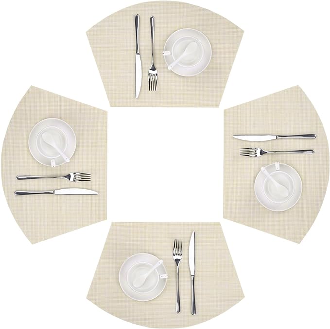 SHACOS Wedge Placemats Set of 4 Woven Vinyl Small Round Table Placemats Wipe by SHACOS