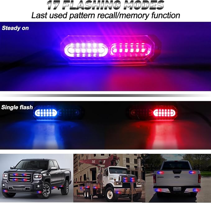 ASPL 8pcs Sync Feature Ultra Slim 12-LED Surface Mount Flashing Strobe Lights - Image 6