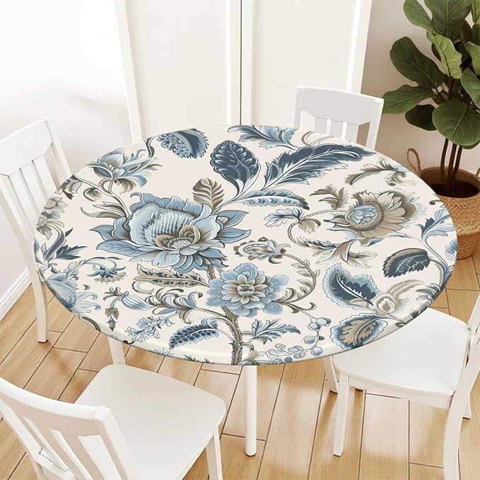 Vintage Floral Round Fitted Tablecloth - Image 2
