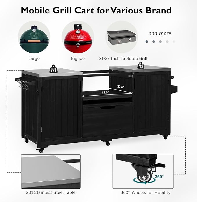 Merax 66.5" Outdoor Grill Table - Image 4