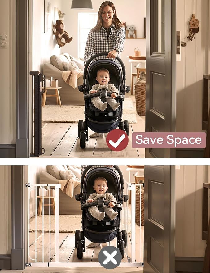 Retractable Baby Gate, Momcozy Extra Wide Mesh Baby Gates - Image 3