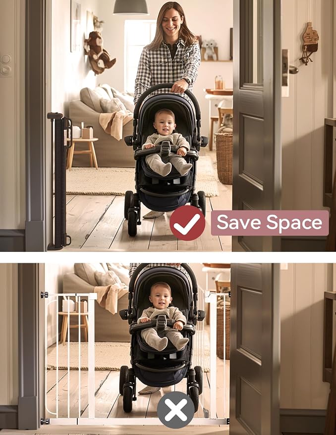 Momcozy Retractable Baby Gate, Extends up to 55" Wide, Child Safety Baby Gates - Image 4